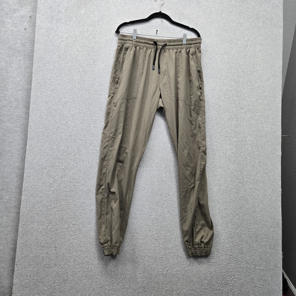 LEG3ND Men Pants L Olive Jogger Zipper 28" Inseam Logo Stretch Pockets
